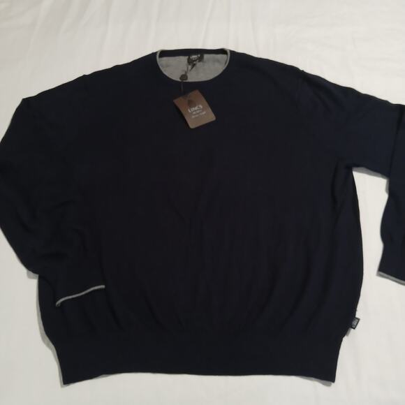 NWT Men’s Lincs XXL Navy Blue Long-Sleeved Crew Neck Cotton Cashmere Sweater - Picture 5 of 14